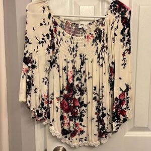 Flowery cotton blouse